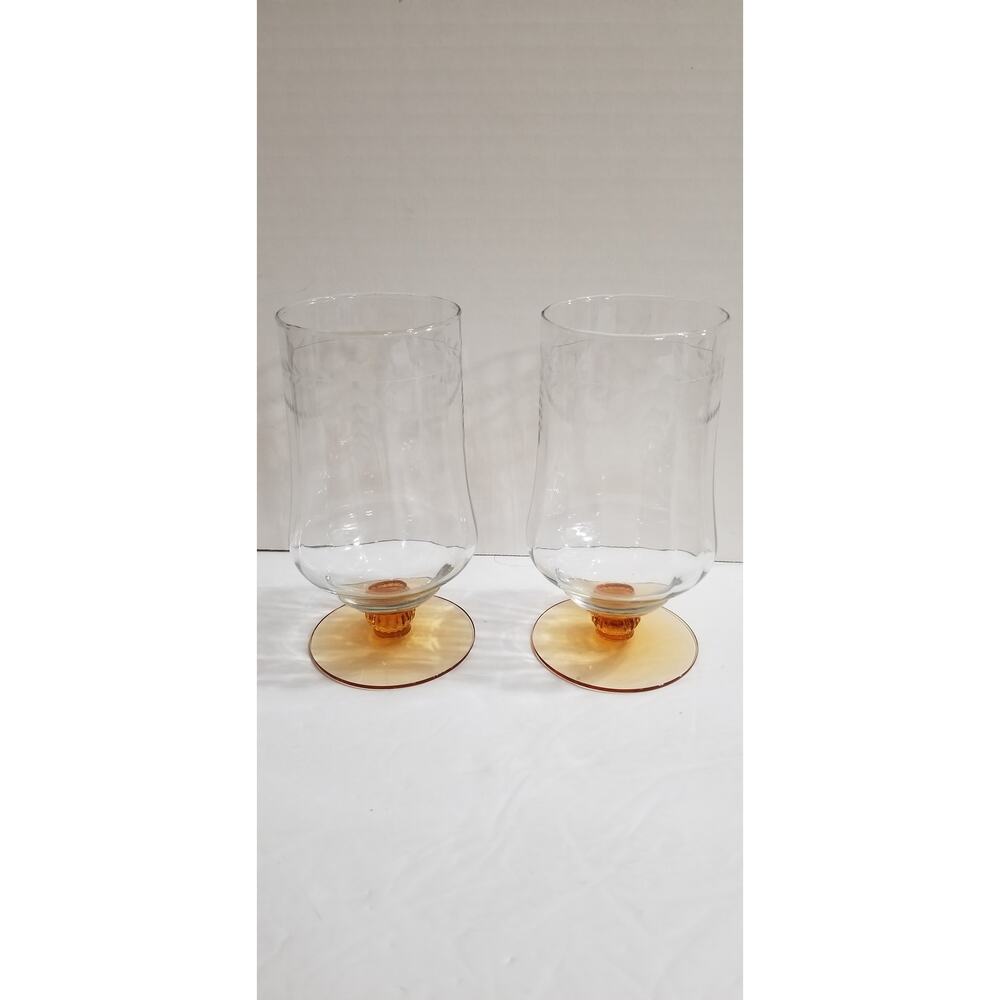 Two Fostoria Gazebo Rust Iced Tea Glasses (4.1217)